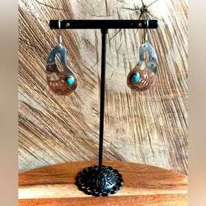 Sterling Silver Turquoise Earrings Native American themed